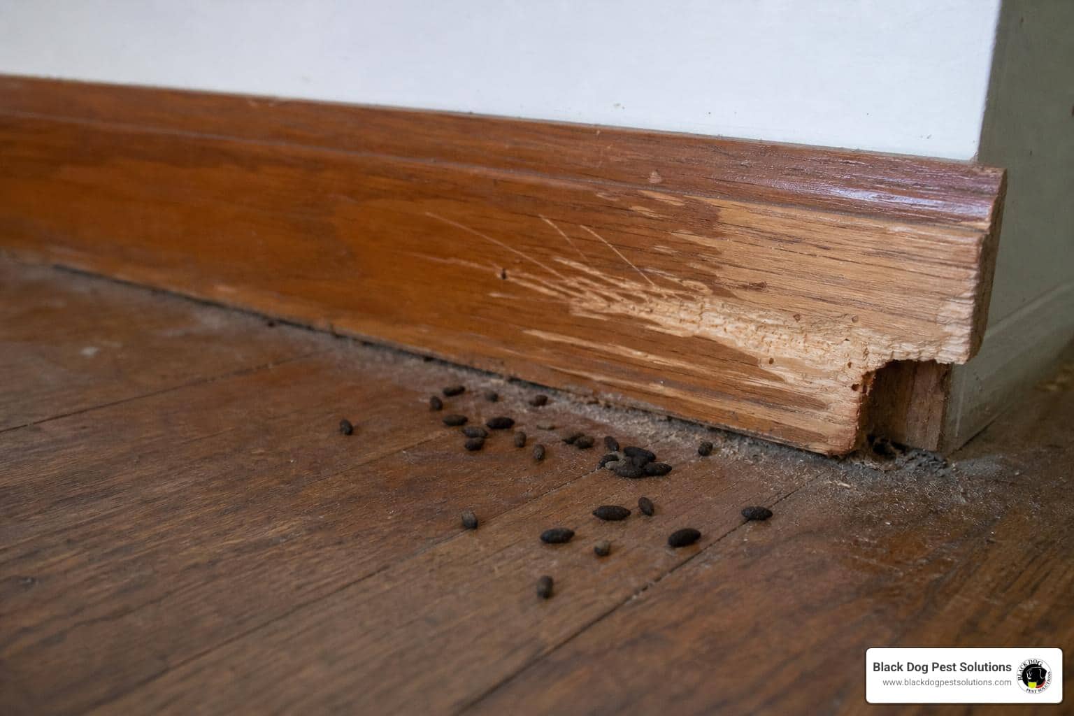 Resources 1 rodent removal signs near baseboard with mouse droppings and gnaw marks